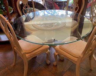 French country style glass table and 4 chairs