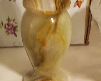 Mini Small Italian White Onyx Urn with Lid
