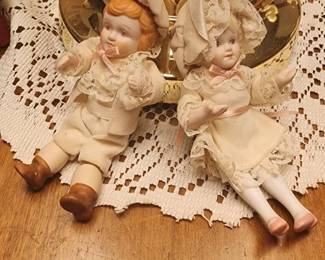 Bisque Porcelain Victorian Boy & Girl