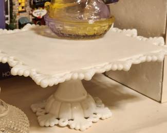 Milk Glass Pedestal Cake Stand