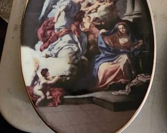 Porcelain Oval Plate MARY & ANGELS