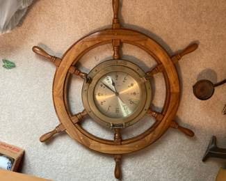 Ship Wheel Clock, Works!