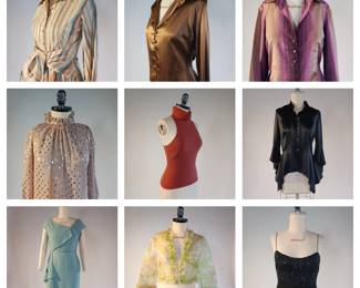 Camis, Dresses, Bolero, Knits, all shown here from the Kevan Hall Signature Collection. 100% Silk, Pebbled Crepe, LOTS of various sizes! 