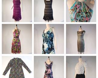 Kevan Hall Studio, Kevan Hall Signature, Summer print dresses with belts, Evening wear 