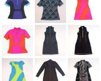 Sport Dresses in Neons, Contrasting Colors, Zip-front tops, Sleeveless tennis dresses 