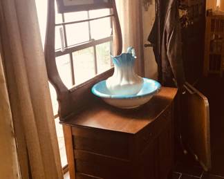 Antique Wash Stand and Pitcher and Bowl