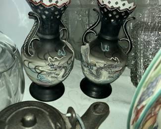 A pair of lovely Asian art vases