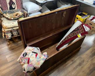 Vintage waterfall front cedar chest w/ key