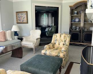 Blue Upholstered Ottoman