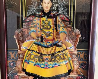 Rare antique Chinese Quanlong emperor court Eglomise reverse painted glass 