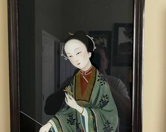 19th century Chinese reverse painted glass 
