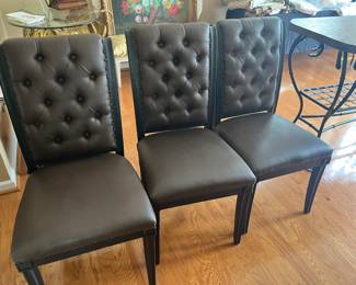 3 Nantucket tufted glaze layered mahogany leather chairs by Restoration Hardware. Original price was 1300 each.