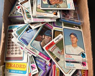 Box of over 650 cards from mostly 70’s. Some football cards also in box. Cards will be 1.00 each,