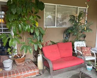 outdoor furniture and potted plants