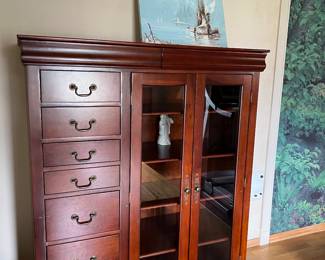 dresser + display cabinet