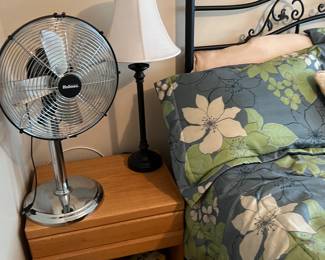 fan and nightstand