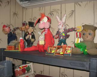 Living Room: Toys--Felix the Cat-Collector Items-Bill the Cat-Battery Operated Guys-Mighty Mouse (From my Collection-A ton more in the Art Room)-Army Doll-Other Things.