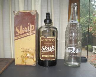 Skrip Sheaffer's Ink w/Box--Nesbitt's Orange Quart Bottle