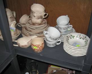 China Stuff:  Partial Set of Vernonware Barkwood China-- Syracuse China Dogwood Coupe Cereal Bowls