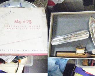 1951 Marxman Skyro Plane Orig Box Kid Toy Airplane Fishing Rod