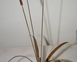 copper and brass works on drift wood mid century art 