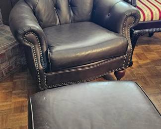 leather chair and ottoman