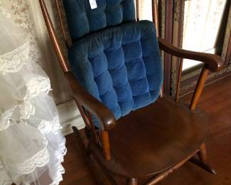 Vintage rocking chair with velveteen chair pads 