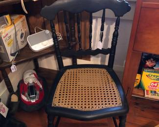 Antique child size cane seat chair