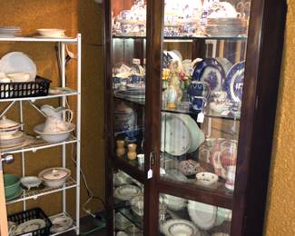 Fine china pieces, figurines.  Cabinet is Sold.  