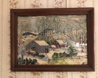 Fabric Trupunto Farm scene 