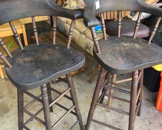 Vintage Captains style wood bar stools 