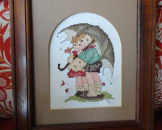 1981 Hummel Cross Stitch in Walnut handmade frame