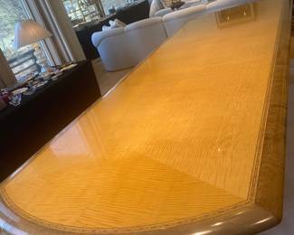 Custom 50” x 12’ inlaid Birdseye maple dining table