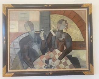 Elizabeth, Ronget French cubist oil painting 39 x 57”