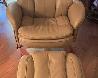 Beige Norway Recliner and Ottoman