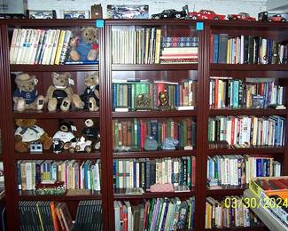 Book shelves, books, etc...