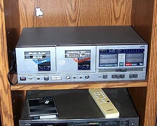 Vintage Realistic TR-803 tape player, JVC KD-W7 double cassette deck, TEAC v-95RX cassette deck, Bose model 5 radio and speakers