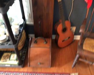 Antique Coal Scuttle and Guitar