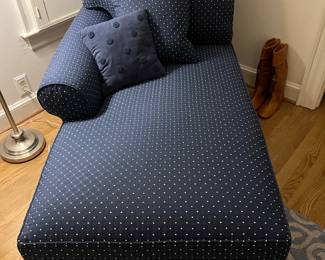 Ethan Allen Kendall Navy Blue Chaise 