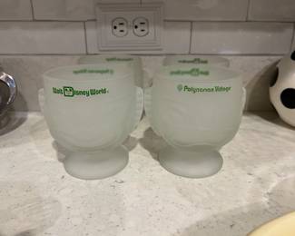 Vintage Disney World frosted tiki bar mug cups