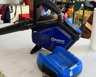 Kobalt blower with battery and charger.