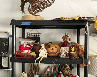 Fall and Christmas decoration,  large rooster,  plastic shelf for sale also!