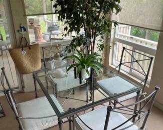 Metal and glass table