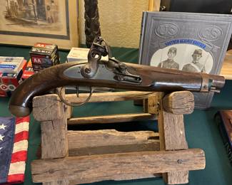 circa 1820s-1850s Flintlock Percussion Gun (unmarked) on handmade stand