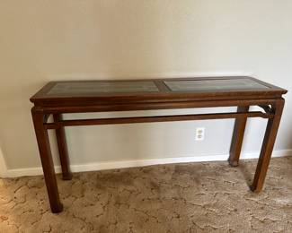 Asian-influenced sofa / console table upstairs in bedroom
