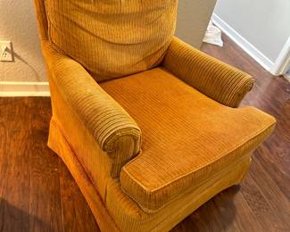 Groovy orange corduroy armchair