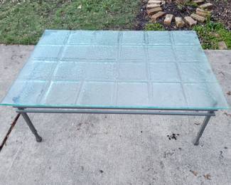 Wrought Iron and Bubbled Glass coffee table.  48w x 32d x 18h. Very heavy, sturdy, well-made! Now $150