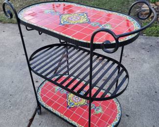 Red Tiled Cart. 31w x 16d x 34h. Now $100