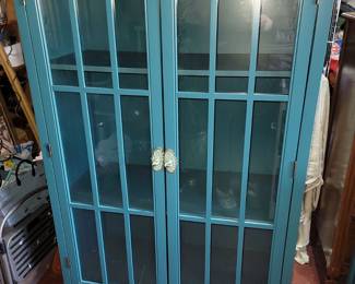 Matching taller Teal/aqua blue cabinet with 3 shelves. 34w x 15d x 54h.  Now $50