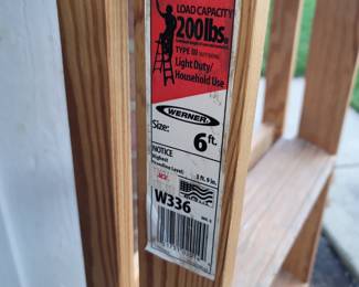 Werner 6' wood ladder for 200 lbs. In excellent condition. $35